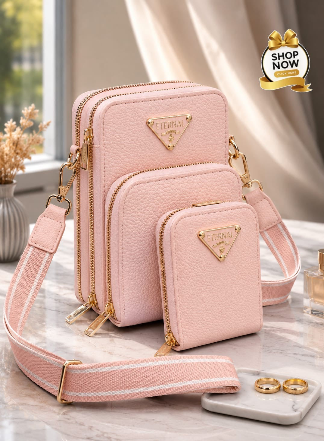 Imported 2-Piece Crossbody Mobile Wallet for Girls – Premium Handbag Set