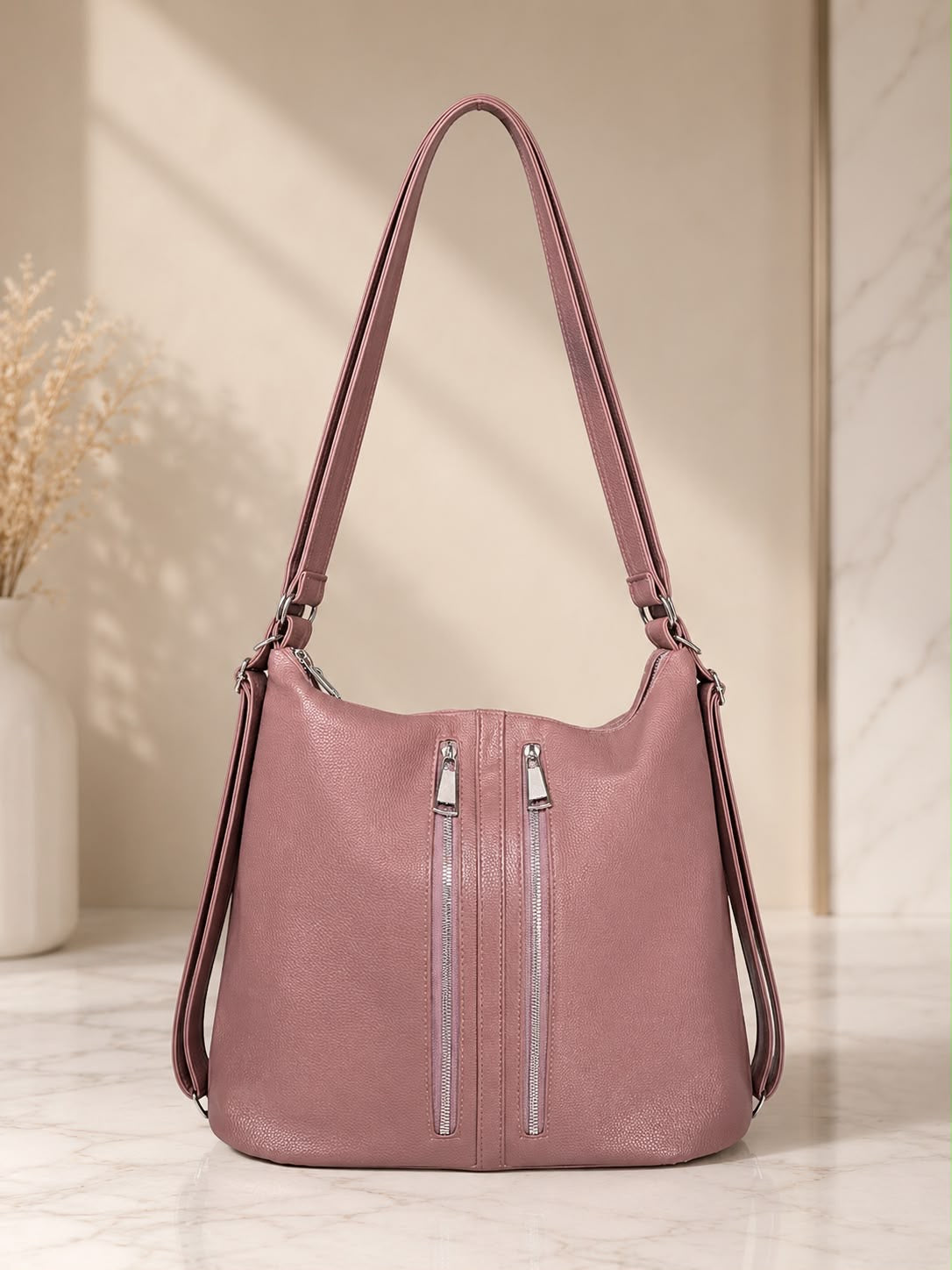 Premium Convertible Tote Bag & Backpack – Pebbled Leather Finish