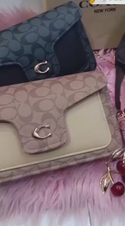 Coach Shoulder Bag with Cherry Keychain.