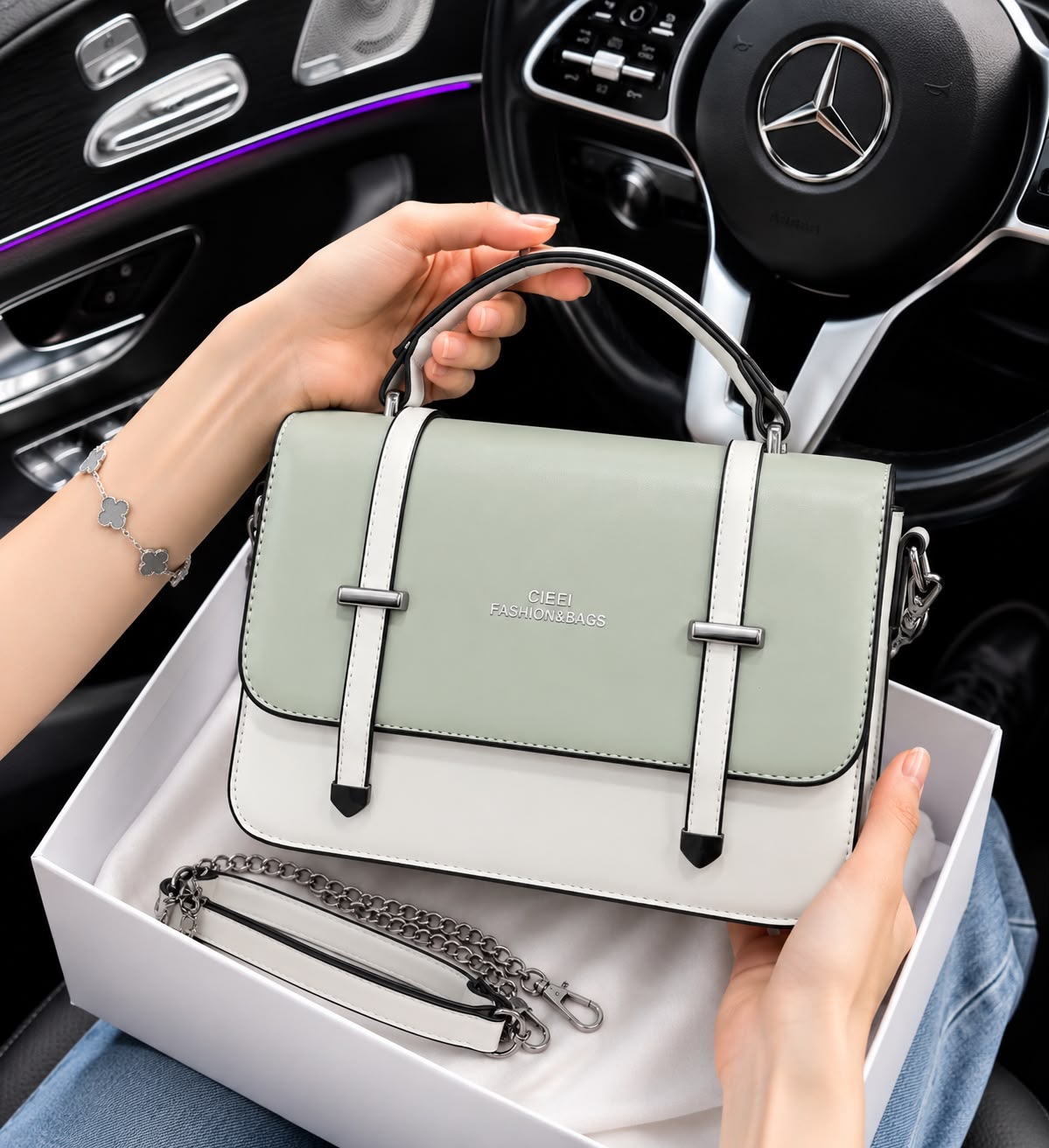 Premium Imported Shoulder & Crossbody Bag for Girls – Unique Handle | Medium Size