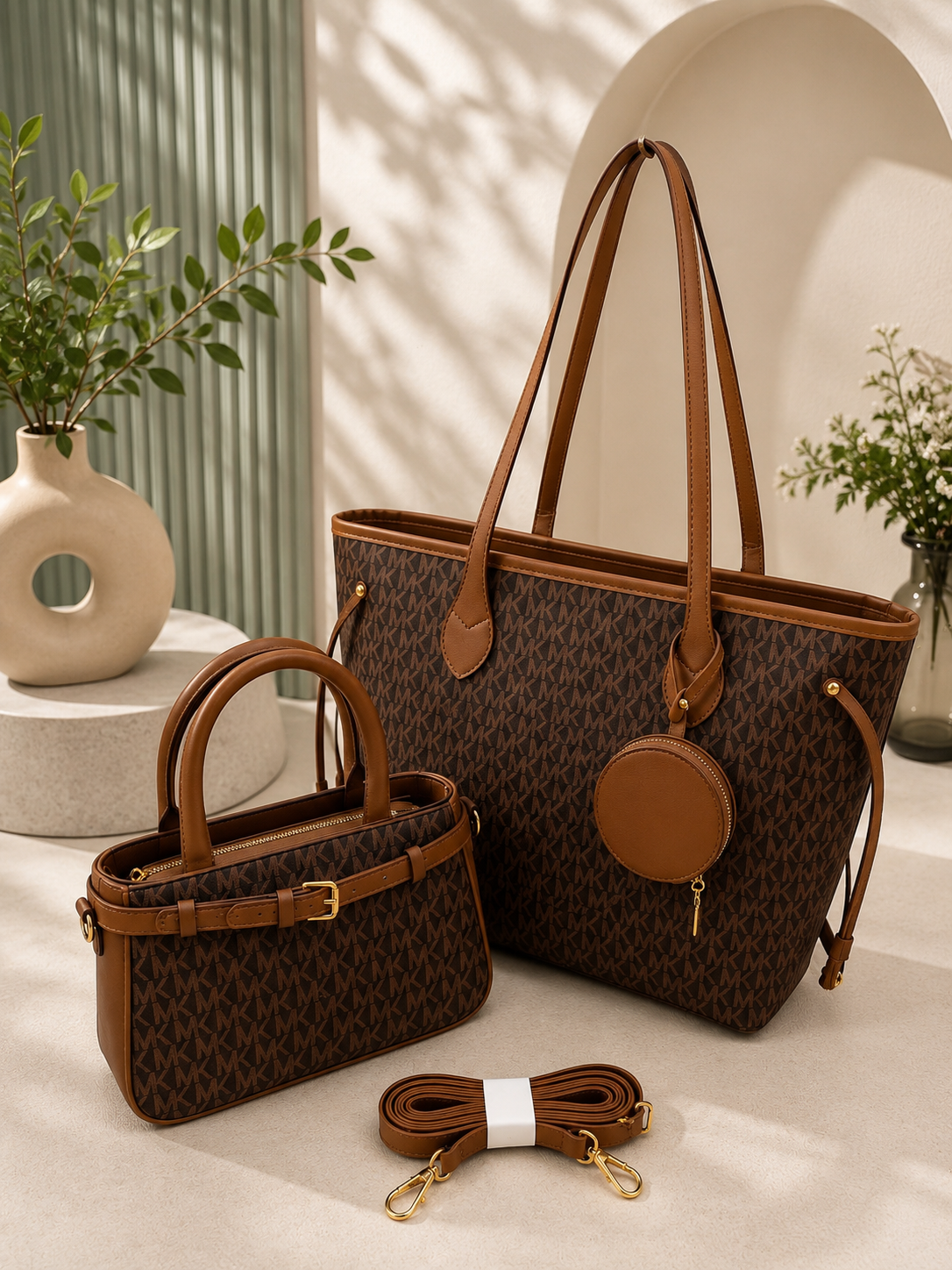 MK Branded 2-Piece Tote Bag Set for Women