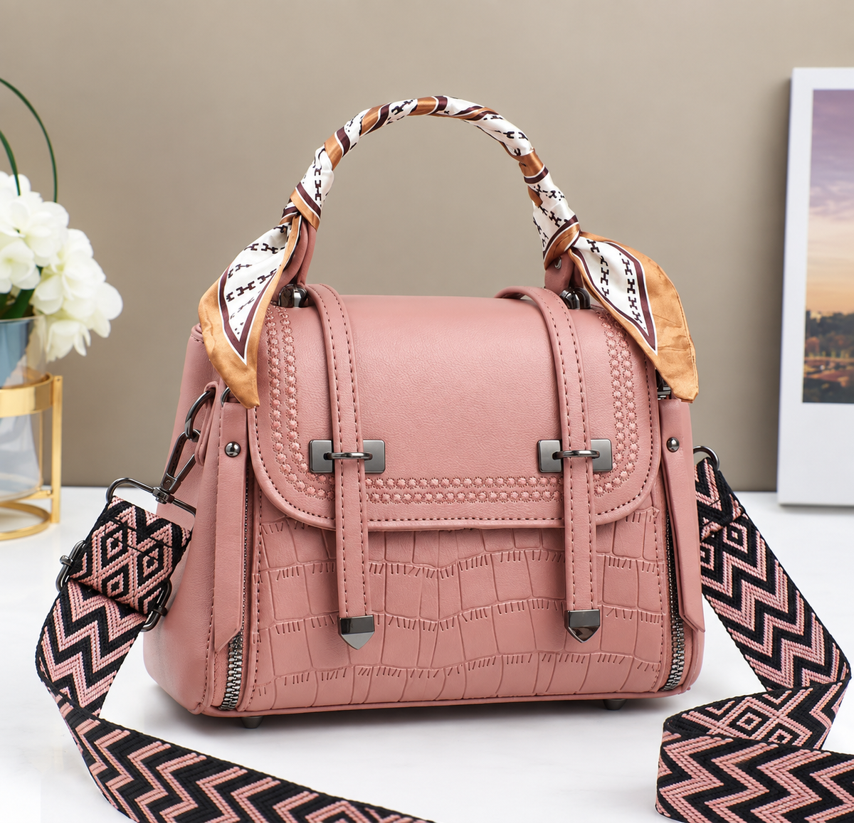 Imported Crossbody Bag for Girls – Premium Quality Unique Handle Shoulder Bag