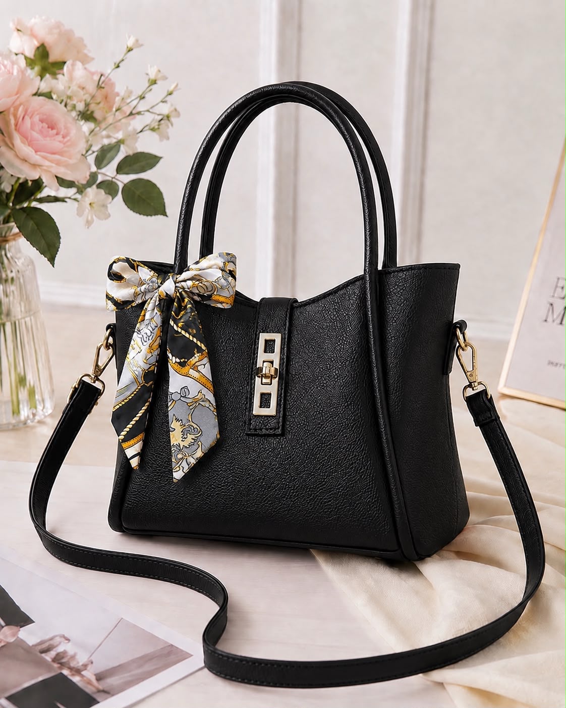 High Quality Synthetic Leather Mini Tote Bag for Women – Premium Look with Front Lock