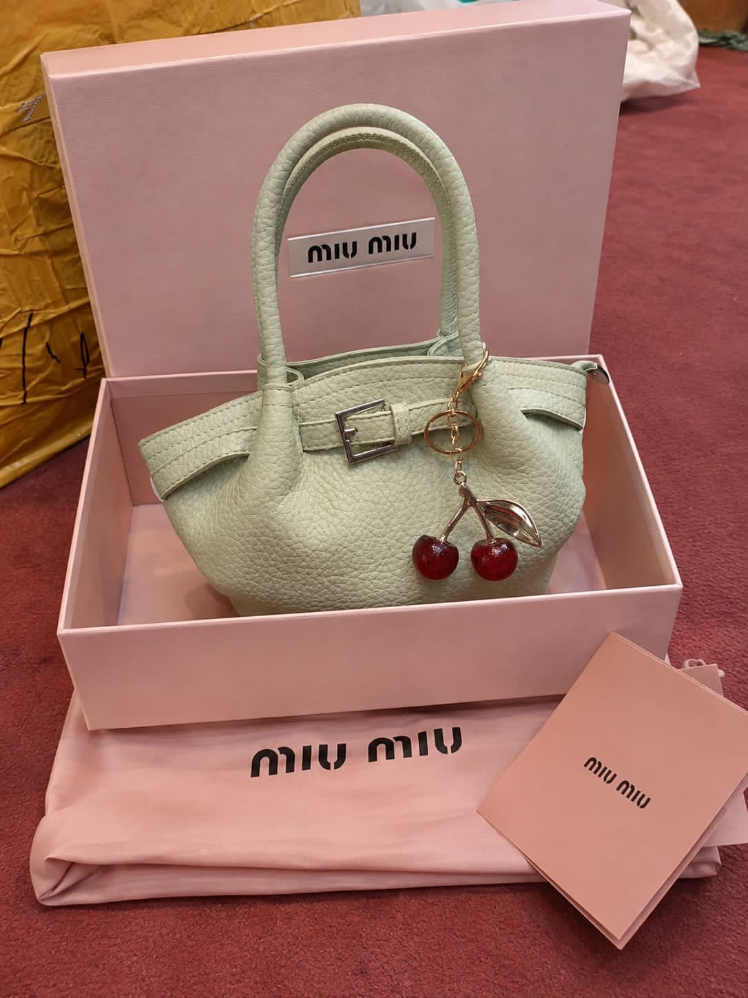 Stylish Branded Bag with Cherry Charm