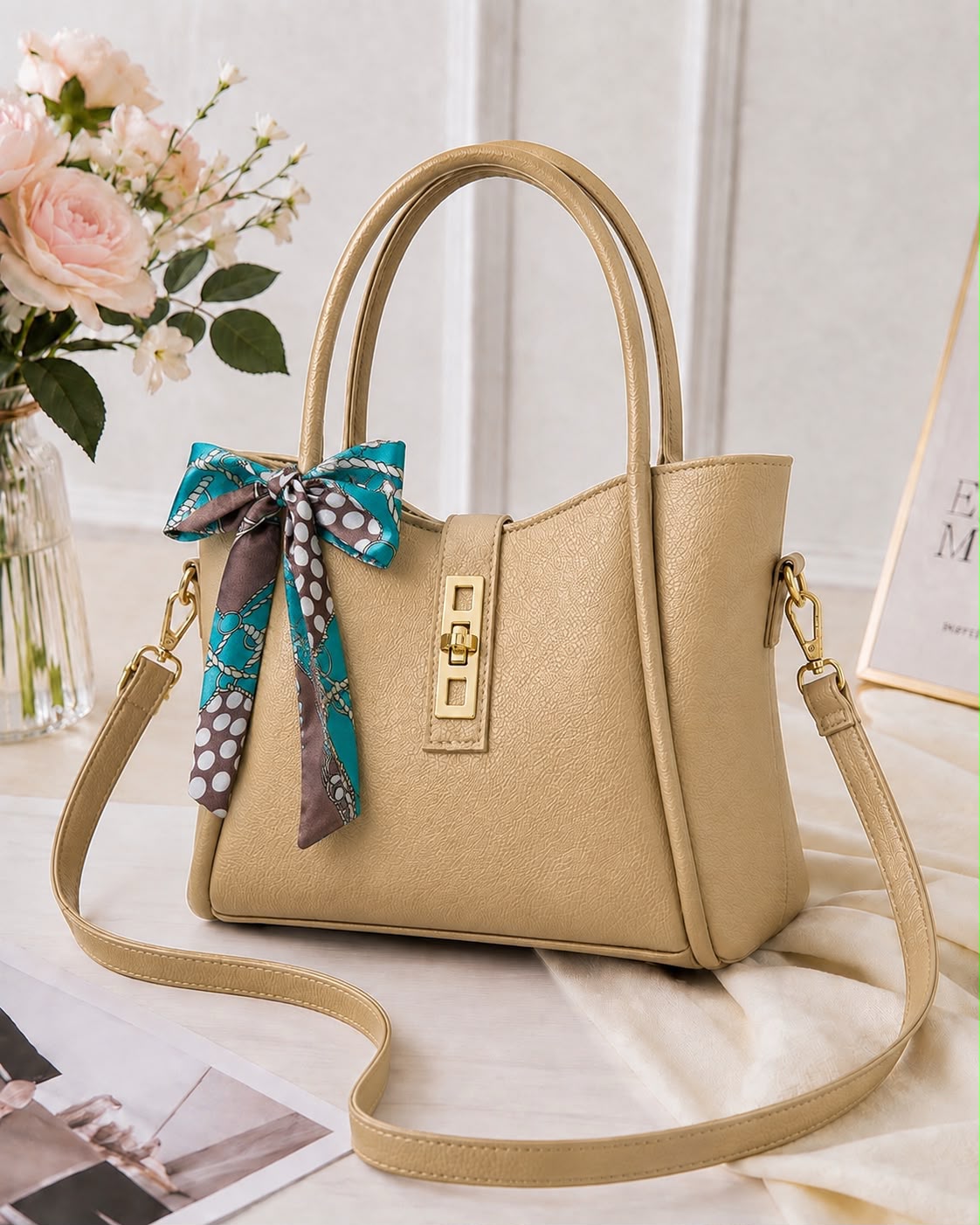 High Quality Synthetic Leather Mini Tote Bag for Women – Premium Look with Front Lock