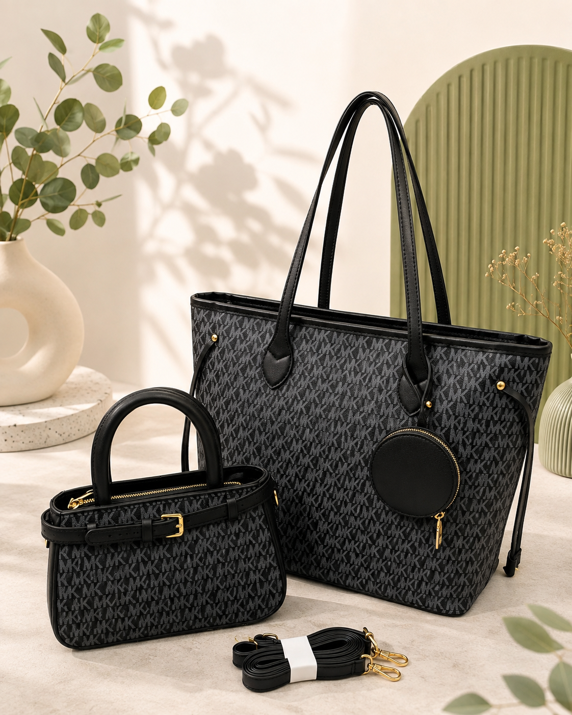 MK Branded 2-Piece Tote Bag Set for Women
