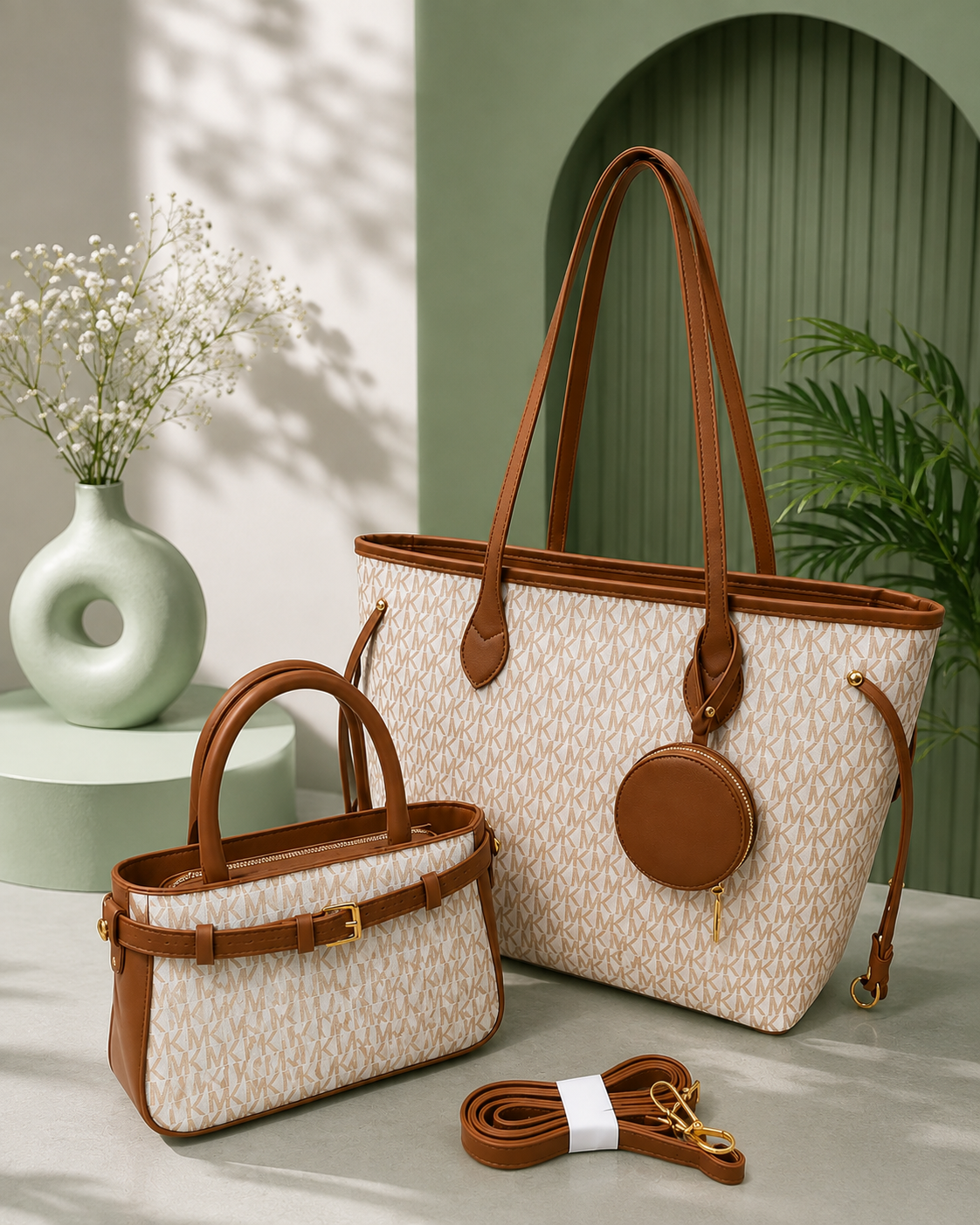 MK Branded 2-Piece Tote Bag Set for Women