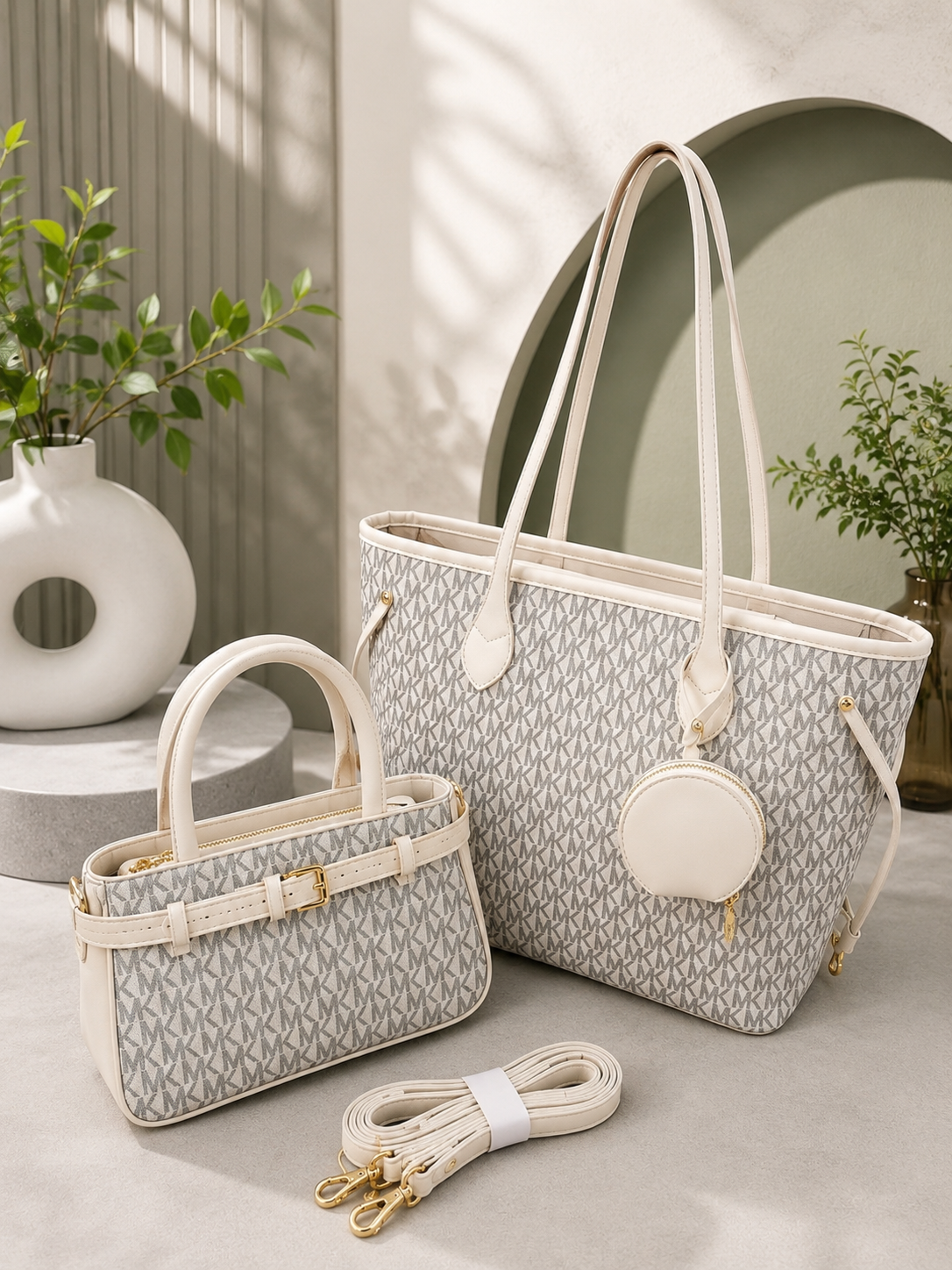MK Branded 2-Piece Tote Bag Set for Women