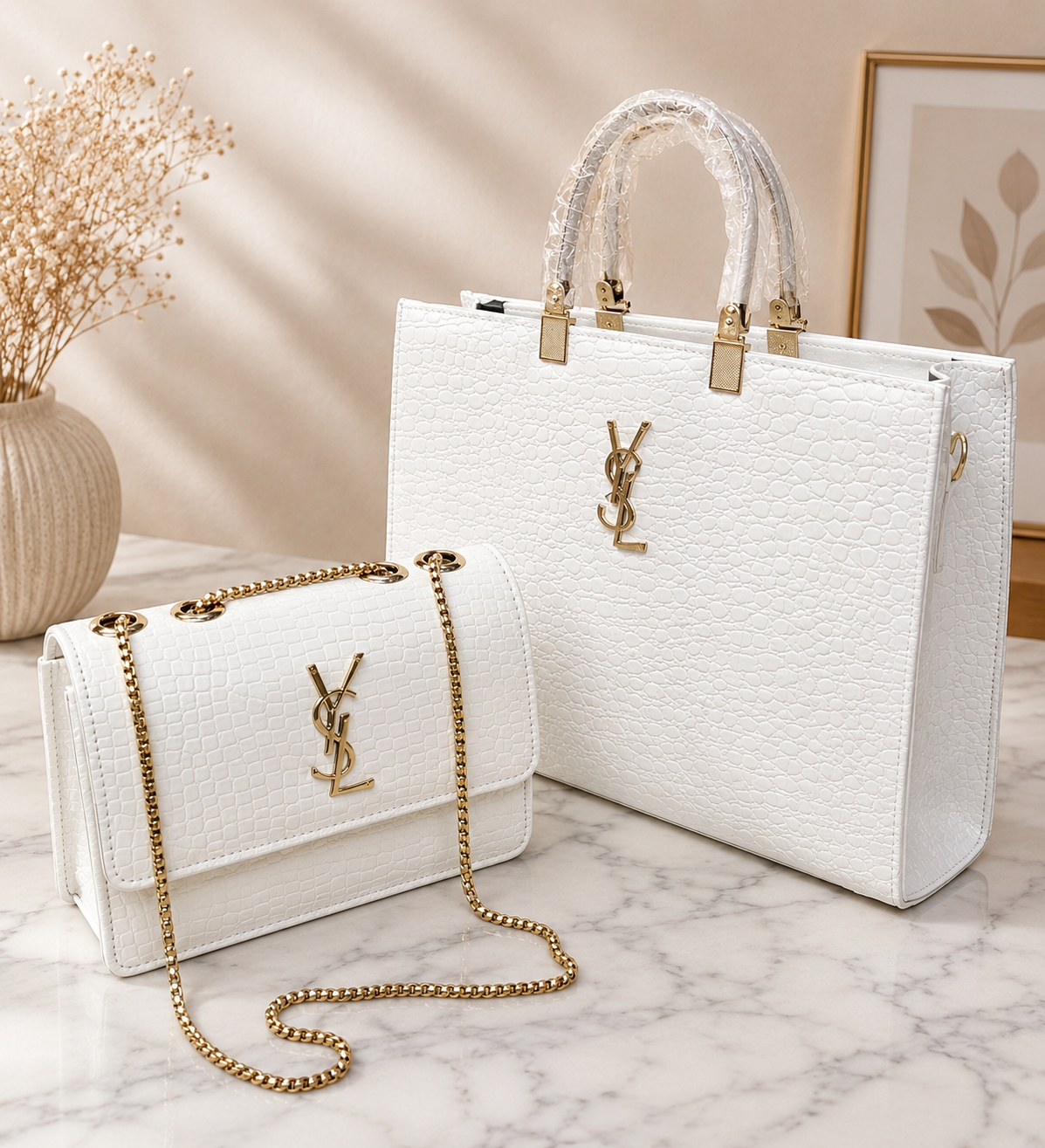 YSL-Inspired Women’s Handbag & Crossbody Bag Combo | Premium Quality