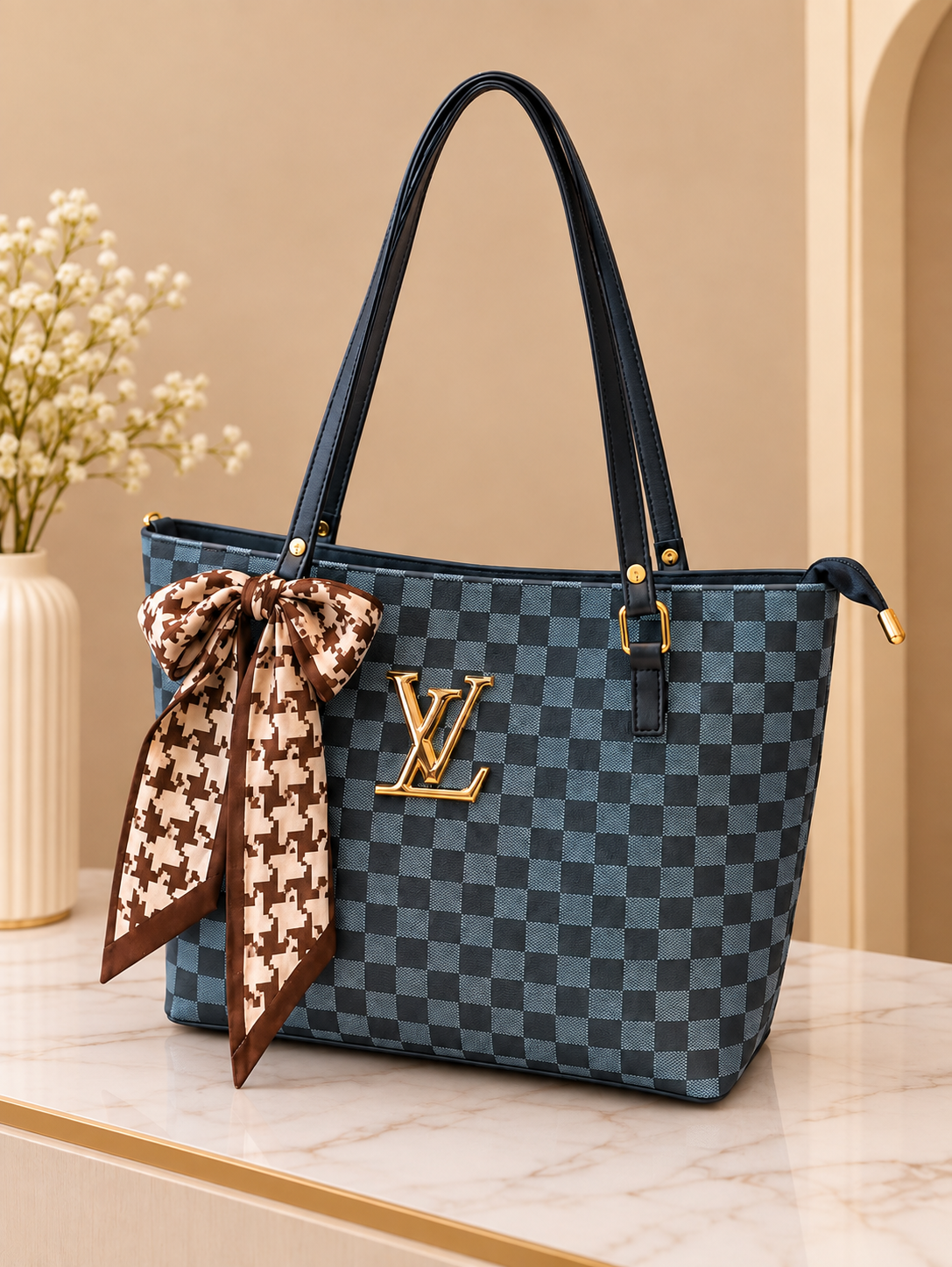 LV Tote Bag for Girls – Large Size with Random Color Scarf