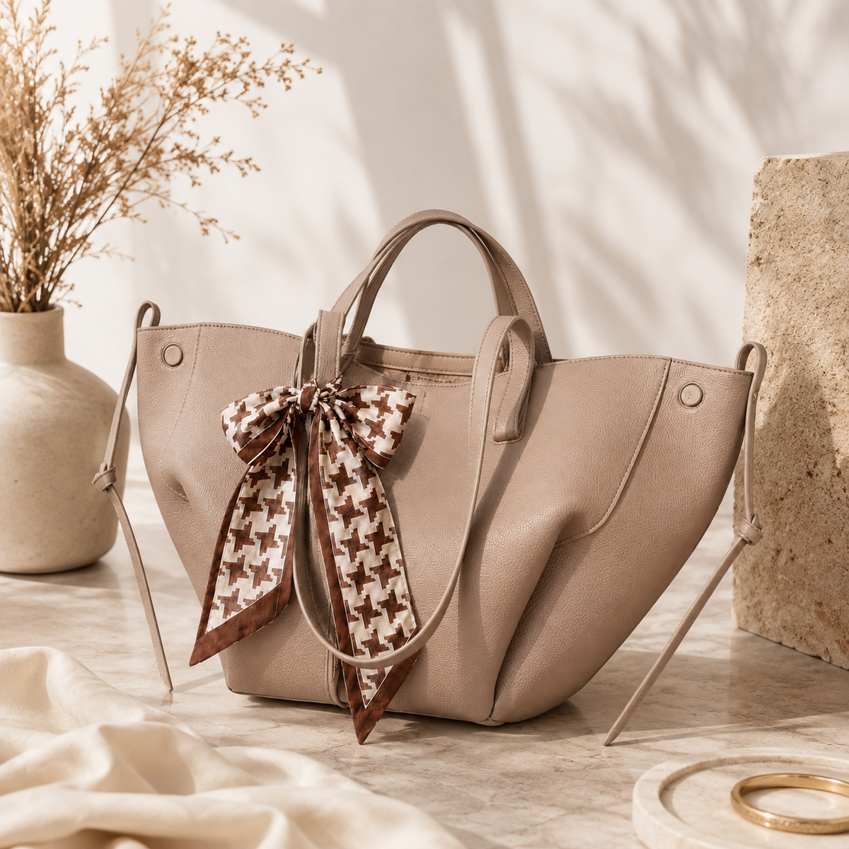 Paris-Inspired 2-in-1 Bag for Girls – Large Size with Small Pouch