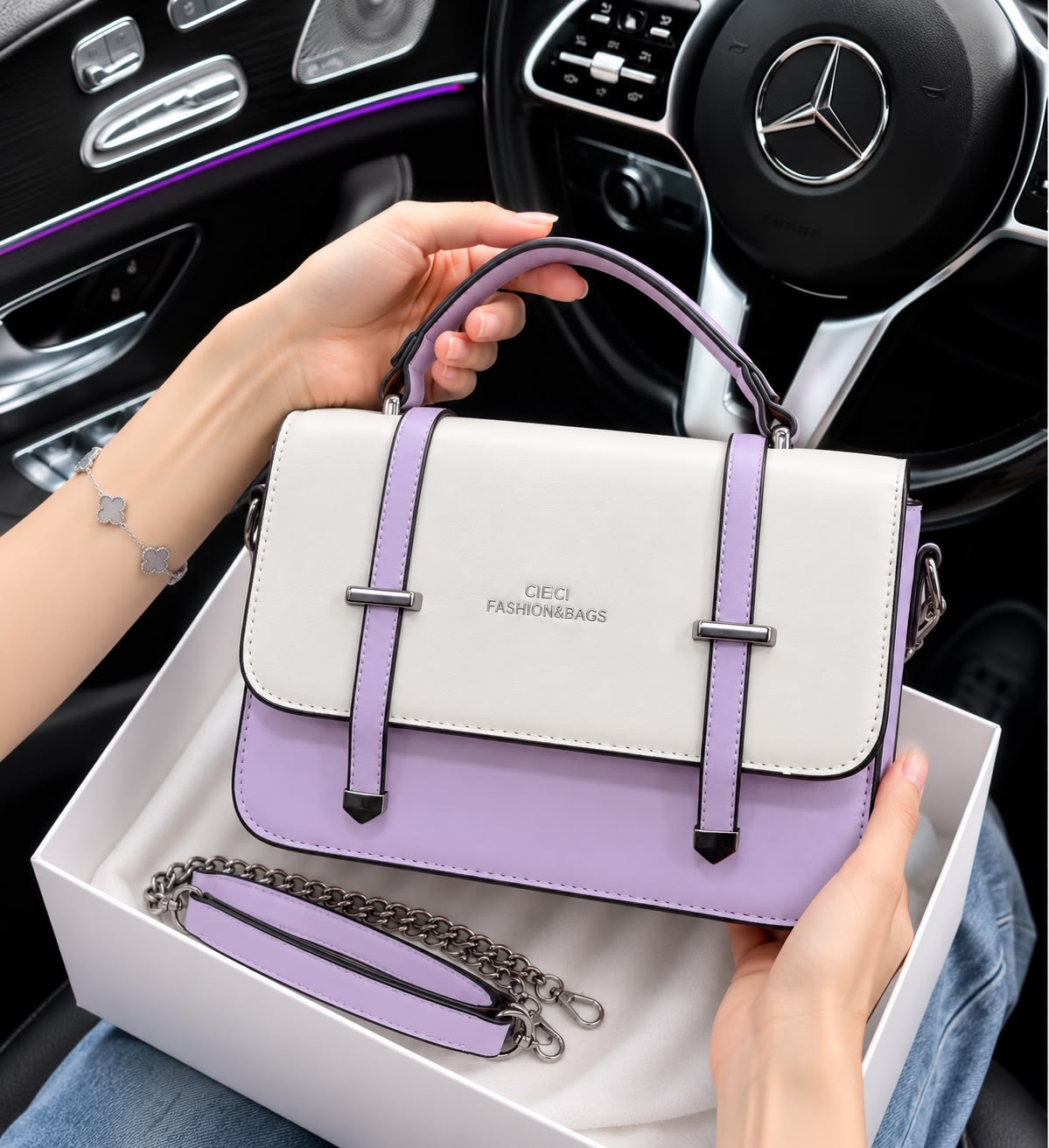 Premium Imported Shoulder & Crossbody Bag for Girls – Unique Handle | Medium Size