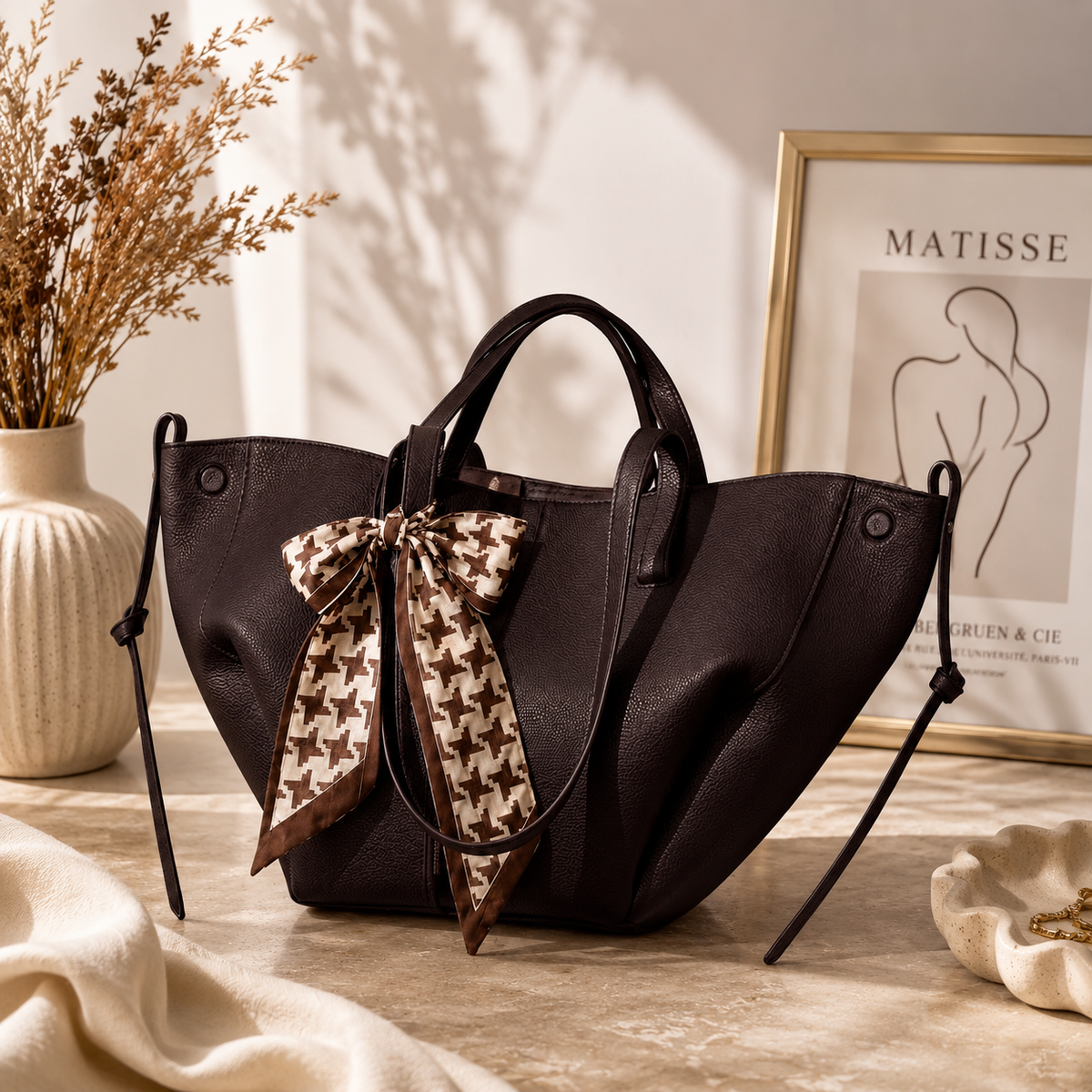 Paris-Inspired 2-in-1 Bag for Girls – Large Size with Small Pouch